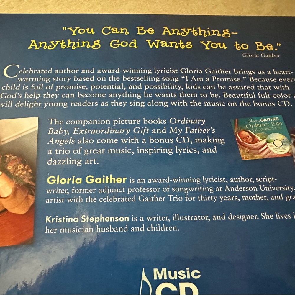 GLORIA GAITHER “I Am a Promise” - children’s hardback book (with CD) - Picture 12 of 14
